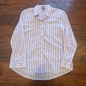 Eddie Bauer Women’s 99% Cotton Modern Classic Fit Striped Button Down Shirt